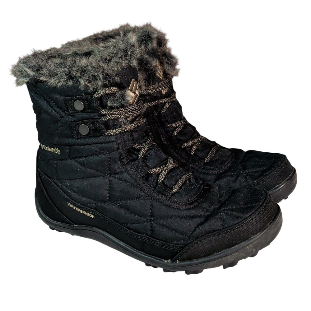 Columbia Minx Shorty III Boots Womens Size 7 Black Waterproof Omni Grip Winter